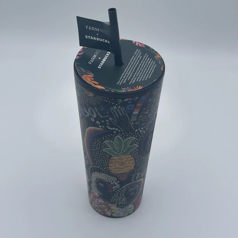 Starbucks X Farm Rio Tumbler Borogodo 24 Oz Graphic Print Colorful Stainless NEW